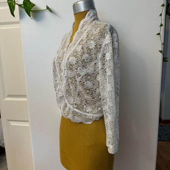 R&M Richards Women's Open Front Lace Bolero - Picture 6 of 9